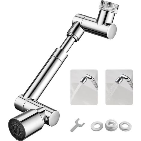 Adaptateur robinet 1440° - 2 jets réglables , économie d'eau , cuisine & salle de bains (1/5)
