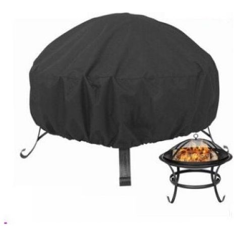 Housse de protection ronde pour brasero, cordon de serrage, imperméable, coupe-vent, tissu Oxford résistant aux UV, 80 x 65 cm (1/4)