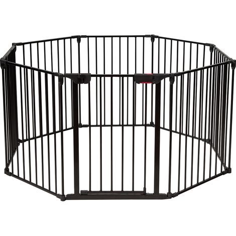 Costway Barrière de Sécurité Enfant Bébé Grille de Protection Cheminée Pare-Feu de Cheminée Noir (1/2)