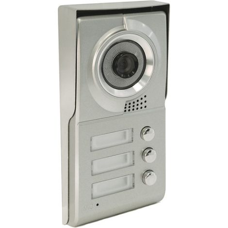 Scs Sentinel – Platine de rue 3 boutons avec caméra HD – Vision nocturne – Photocapteur – Façade en aluminium durable – Pour immeuble 3 logements