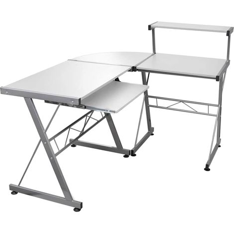 Bureau d'ordinateur d'angle Blanc 132x112x99 cm Bois ingénierie vidaXL