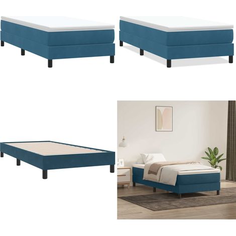 Giroletto a Molle senza Materasso Blu Scuro 80x210 cm Velluto - Materasso a molle - Letto in velluto