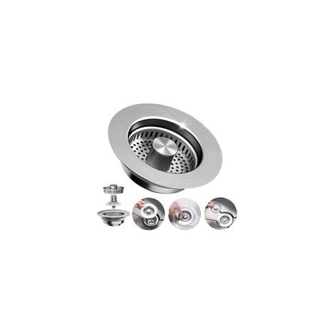 3 in 1 Kitchen Sink Strainer Plug for Kitchen Sink and Sink Plug, 304 Stainless Steel, Hole 75 to 86 mm, Depth 40 mm, Removable Kitchen Sink Straine