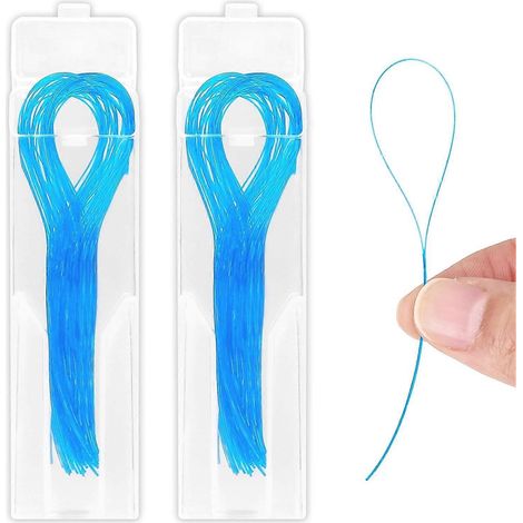 100 Stück Zahnseide-Einfädler für die Tiefenreinigung von Zahnseide, geeignet für Zahnspangen, Brücken und Implantate, multifunktionale Zahnseidehilfen mit Nylonschlaufe (2er-Pack, blau) (1/4)