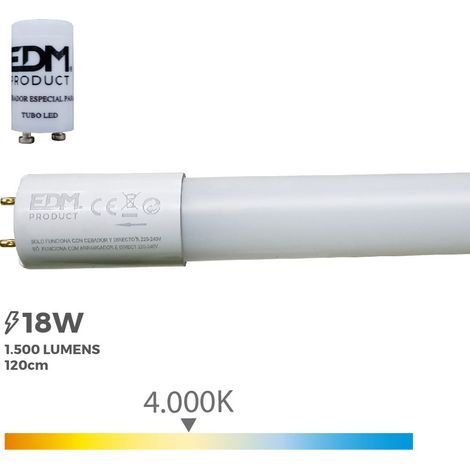 Tubo LED T8 18W 1600lm 4000K Luce diurna (equiv. 36W) ø2,6x120cm Edm
