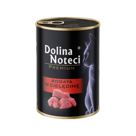 Cibo umido per gatti Dolina Noteci Premium in lattina con vitello, 400 g