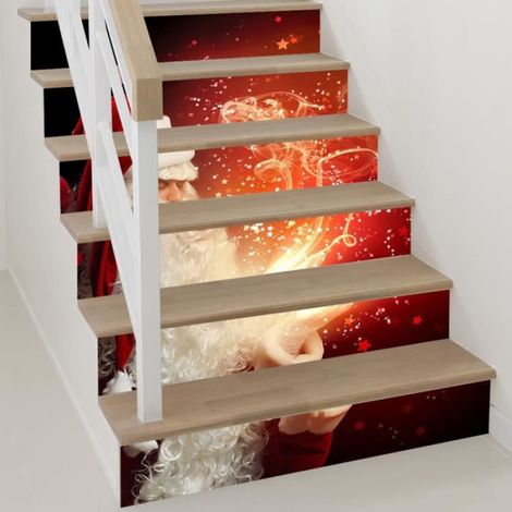 Stickers D'escalier D'escalier De 6 Pcs, Stickers D'escalier d'arbre De Noël 3D for La Décoration De La Maison Décoration Noël,B (1/4)