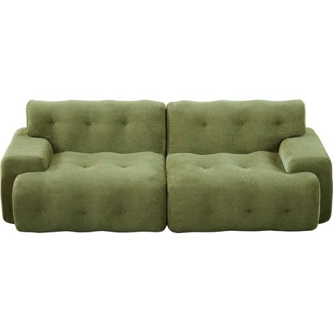 CAIziCanapé Cloud, grand canapé 2 places surdimensionné – larges accoudoirs et design moderne avec boutonnières. Canapé galbé, adapté au salon et aux appartements. Aucun montage requis. Vert (1/5)