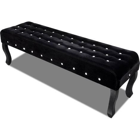 Banc - Banc de salon Banc de table noir Tissu velours avec boutons en cristal BV575440 - BonneVie (1/3)