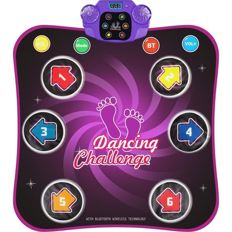 Tapis de danse pour enfants - Tapis de danse lumineux pour filles de 3 à 10 ans, jouets de danse, cadeaux pour filles de 3, 4, 5, 6, 7 et 8 ans, tapis musical avec 6 modes et 3 niveaux de difficulté,  (1/5)