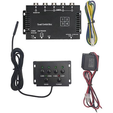 Divisor de vídeo de 4 canales 1080P AHD DC12V 24V Interruptor de pantalla de vídeo para cámara para RV, camión y autobús (1/5)