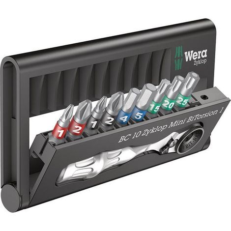 Wera Bit-Check 10 Piece Zyklop Mini BiTorsion 1 Extra-Hard All round Long life Set (1/3)