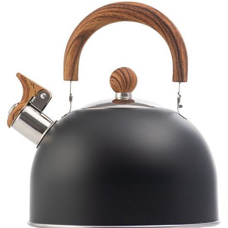 Bouilloire à induction avec sifflet - Bouilloire de camping - Bouilloire grande capacité - Bouilloire - Bouilloire rétro - Bouilloire noire - Noire - Acier inoxydable noir (1/5)