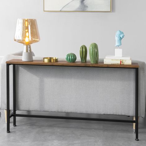 SoBuy FSB19-N Vintage Konsolentisch Metall Flurtisch Dekotisch Sideboard Beistelltisch Natur/Schwarz BHT ca: 120x65x20cm (1/5)
