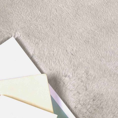 Tapis en Fourrure Synthétique de Lapin Beige Ø 160 cm Polyester CFW89832 (1/5)