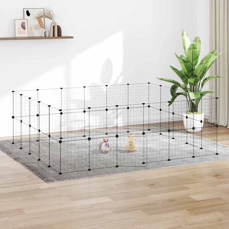 Cage pour animaux de compagnie 44 pièces avec porte, noire, 35x35 cm (1/4)