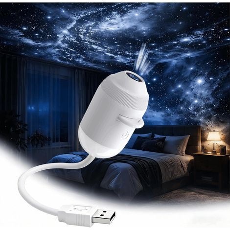 Proiettore di cielo stellato, proiettore di stelle HD plug and play, proiettore di galassie Proiettore notturno olografico 5D intelligente, regolabile a 360°, alimentato tramite USB, con filmati a sc (1/5)