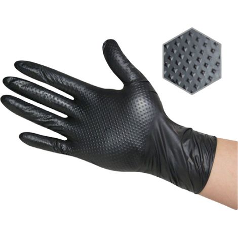 Guanti monouso in nitrile arancione extra resistenti con motivo a rombi a doppio spessore per meccanici, 50 pezzi/scatola, taglia M