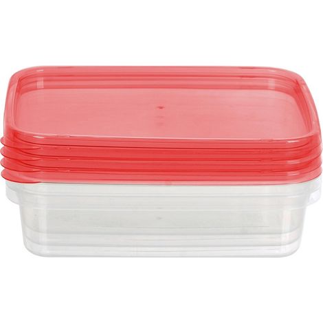 Pack de 4 táperes rectangulares de plástico 1L