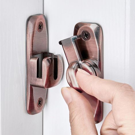 90/180 Degrés Loquet de Porte Rabattable, Verrou Porte Loquet Porte Coulissante Fermeture Porte Coulissante Serrure Porte Coulissante Serrures de Portes Verrou de porte coulissante bronze
