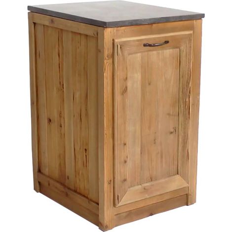 Meuble bas de cuisine 1 porte rangement poubelle Champêtre (1/5)