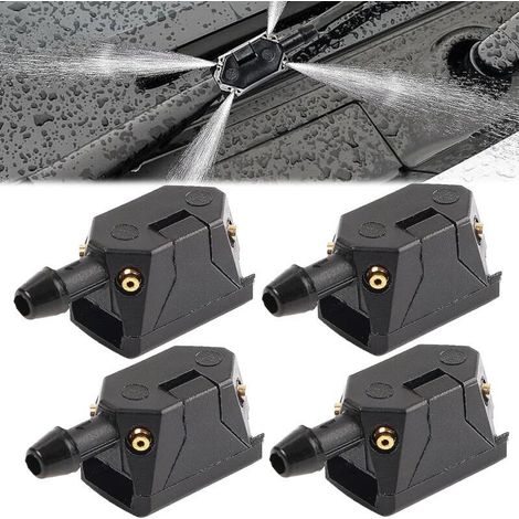 4-piece windshield cleaning nozzle, universal windshield wiper nozzle, car wiper nozzle, windshield cleaning nozzle for wiper arm (black)