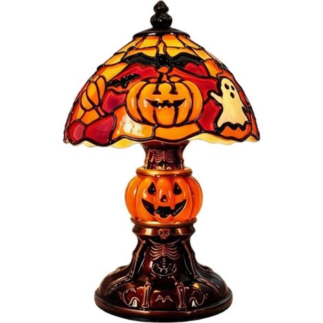 Lampe d'Halloween gothique en résine, centre de table citrouille alimentée par USB (1/5)