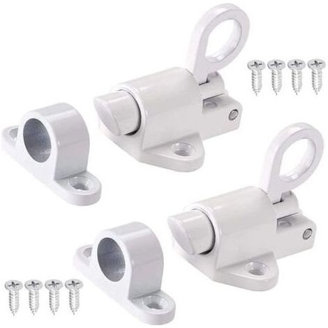 2 Pièces Loquet de Porte en Alliage D'aluminium, Verrou à Ressort de Sécurité, Pêne de Porte à Verrouillage Automatique, pour Fenêtres, Portes en Bois, Portes D'armoires, Portes-fenêtr (1/5)