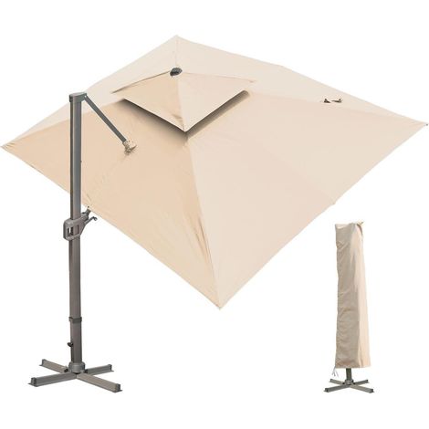 Großer Sonnenschirm 300x400 cm Rechteckig mit Ständer & Kurbel, Ampelschirm (1/5)