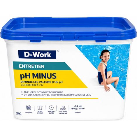 PH Moins Piscine en Poudre 1,5 kg - Réducteur de pH Rapide et Efficace - D-Work (1/3)