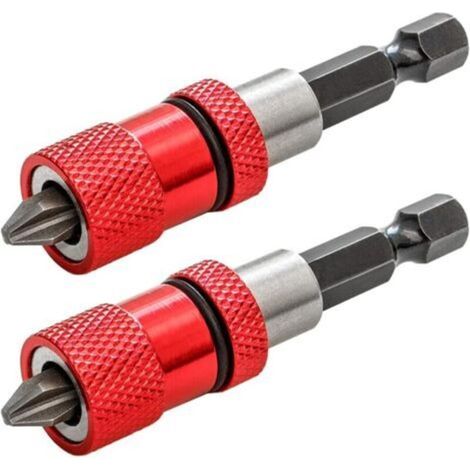 2pcs Magnétique Porte-embout avec Butée de Profondeur de Vis Réglable 1/4" Hex Tige Cloison Sèche Embout de Visseuse Placo pour Plaques de Plâtre avec Embouts de Tournevis