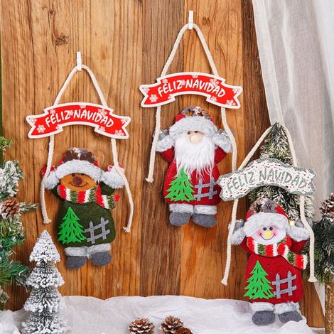 Panneau De Porte De Noël En Tissu Non Tissé - Motif Père Noël - Pour Entrée, Porche, Ferme - 34 X 16,5 X 2 Cm - 1 Pièce (1/5)