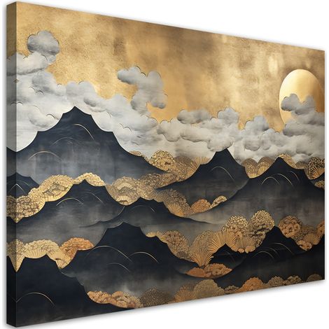 Tableau sur toile Paysage de montagne doré 90x60 (1/5)