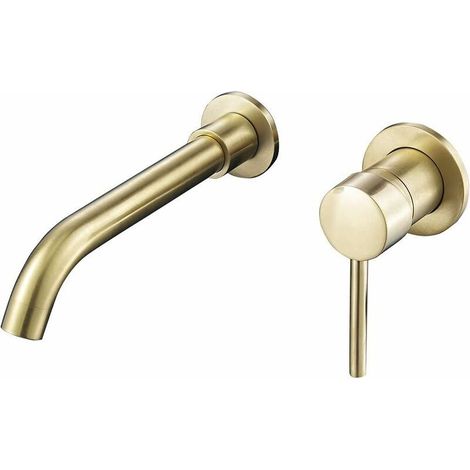 Brushed gold recessed basin tap (1/5)