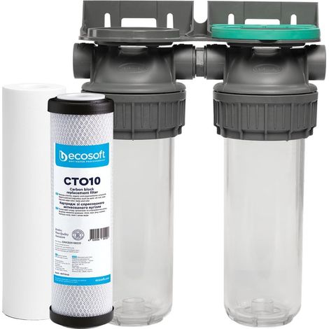 Filtre à eau double 9' 3/4 3P + pack anti sédiments et odeurs filtration de l'eau sous-évier - connexion 3/4'