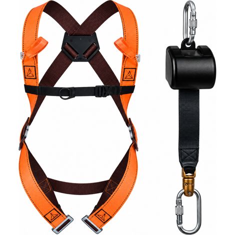 Kit antichute ELARA140V2 Delta Plus avec harnais à sangles bicolores et antichute à rappel automatique 2,50 m – Taille S/M/L