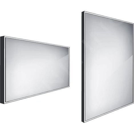 Nimco - Miroir avec éclairage LED, 120x70 cm, aluminium/noir ZPC 13006-90 (1/5)