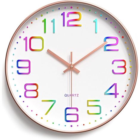 30cm Horloge Murale Silencieuse sans Tic-tac, Pendules Murales Décorative Ronde, Chiffres Arabes Murale Facile à Lire, Horloge Murale à Quartz pour Chambre, Salon, Cuisine, Bureau (1/5)