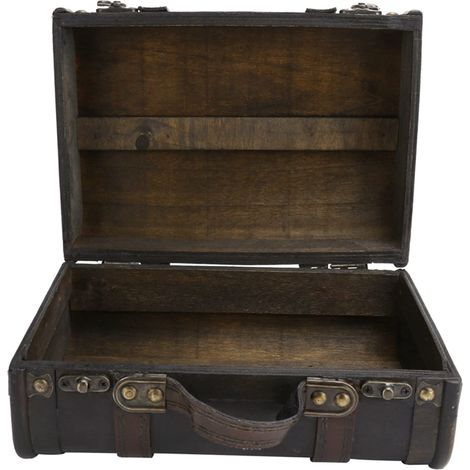 Valise en Bois Vintage avec Serrure à Boucle - Valise rétro Boîte de Rangement en Bois Décoration de Studio Affichage de fenêtre Accessoires de Photographie (1/5)