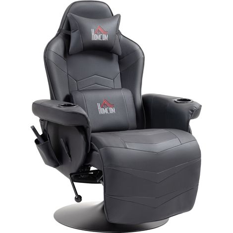 Fauteuil gaming massage dossier inclinable repose pieds support 120 kg similicuir noir (1/5)