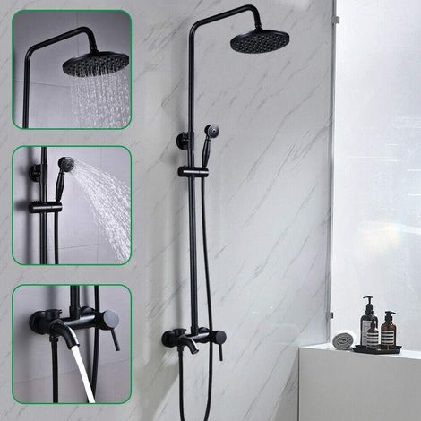 Ducha de baño negra 20cm Conjunto de ducha de lluvia y ducha de mano