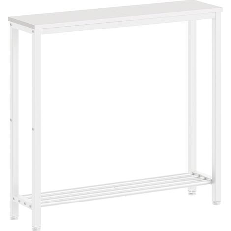 Table Console Étroite, Bout de Canapé à 2 Niveaux, Table d’Entrée en Bois d’ingénierie, Console Entrée, Gain de Place, pour Salon, Entrée, Couloir, Blanc XCT03WW (1/5)