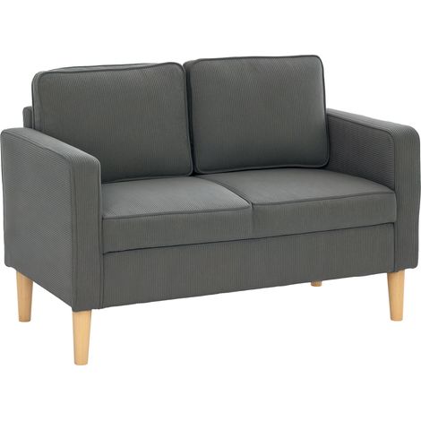 HOMCOM Compact 2 Seater Sofa with Under Seat Storage for Small Spaces Grey