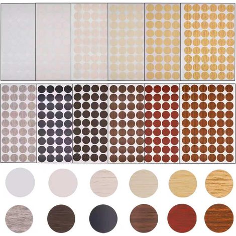 Lot de 648 Bouchons De Vis Autocollants–12 Couleurs Variées, Bouchons pour Trous De Vis De 21 Mm De Diamètre,idéal pour Armoires, Bureaux Et Meubles–Couvre-vis Auto-adhésifs pour Embellir Vos Meubles (1/5)
