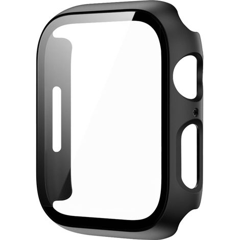 Écran de protection en verre trempé pour montre IWatch 1-8, coque noire 45mm/1.77in (1/5)