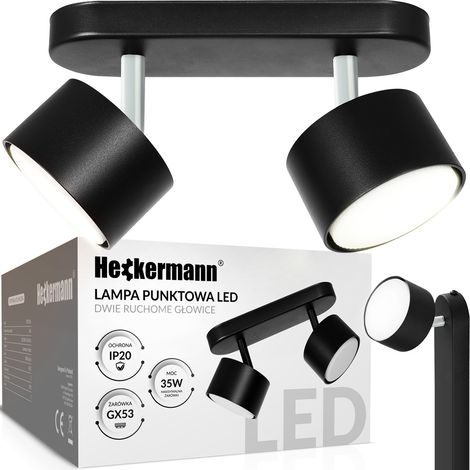 Projecteur LED Heckermann 8795314A Noir, 2 têtes