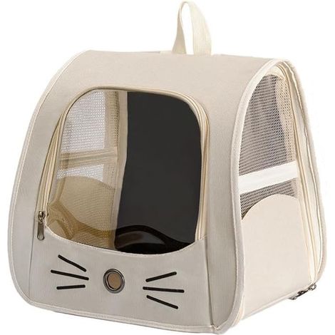 Sac de Transport Transparent pour Chat Chiot Lapin Pliable Sac à Main Bandoulière Portable pour Voyage Randonnée Extérieur Blanc (1/5)