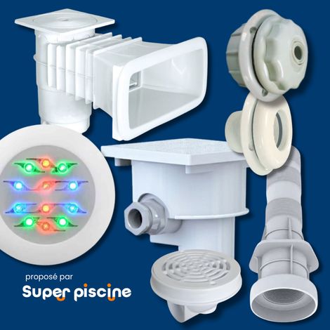 Kit pièces à sceller Weltico jusqu'à 8 x 4 m avec projecteur LED couleur