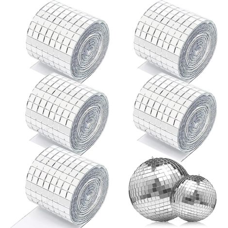 Mosaique Miroir Autocollant, 8000 Pièces Miroirs Carreaux de Mosaïque Autocollant en Verre, Carrelage Mosaique Mini Miroir à Coller pour Bricolage et Décoration Disco Party (5 x 5 mm) (1/5)
