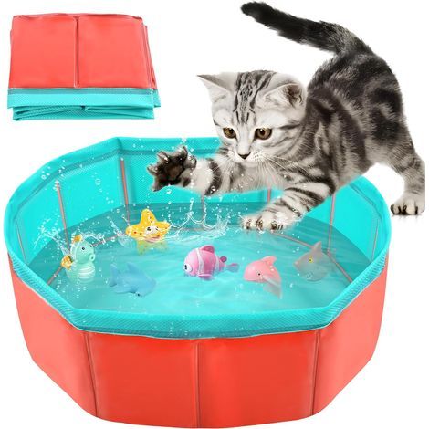 Foldable Swimming Pool, Thick PVC, Non-Slip Bottom, Dog Cat Bath Play Summer (1/5)